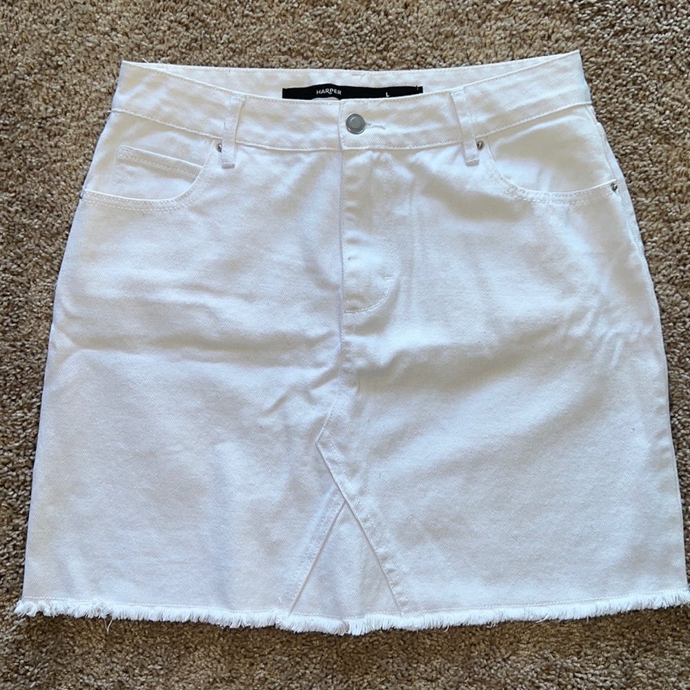 Francesca’s Collections Harper Brand White Denim Mini Skirt